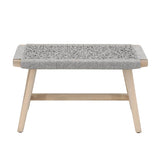 Rope Weave Wooden Outdoor Accent Stool, Gray