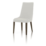 Benzara Leather Upholstery Dining Chair With Walnut legs, Alabaster, Set Of Two BM185268 White Wood Leather and Foam BM185268