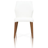 Leather Upholstery Compact Dining Chair With Walnut legs, Alabaster, Set Of Two