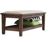 Benzara Transitional Style Wooden Bed Bench with Fabric Upholstered Seat, Brown BM185304 Brown Wood Fabric BM185304