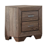 Benzara Transitional Style Wooden Nightstand with Two Drawers and Tapered Feet, Brown BM185319 Brown Engineered Wood, Metal BM185319