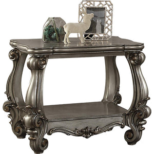 Benzara Square Shape Wooden End Table With Bottom Shelf, Antique Gray BM185331 Gray Wood Polyresin BM185331