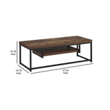 Benzara Wooden TV Stand with 1 Open Shelf, Brown and Black BM185341 Brown, Black Solid wood, Metal BM185341
