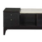 Benzara Wooden Bench with Fabric Upholstered Seat Cushion & Storage Space, Black BM185375 Black Wood & Fabric BM185375