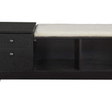Benzara Wooden Bench with Fabric Upholstered Seat Cushion & Storage Space, Black BM185375 Black Wood & Fabric BM185375