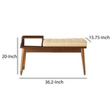 Benzara 1 Open Storage Bench with Fabric Padded Seat, Brown BM185379 Brown Engineered wood, Fabric BM185379