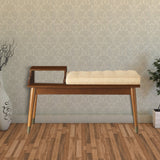 Benzara 1 Open Storage Bench with Fabric Padded Seat, Brown BM185379 Brown Engineered wood, Fabric BM185379