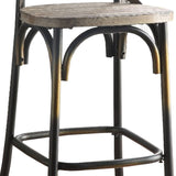 Benzara Wood and Metal Frame Bar Chair with X Style Back, Copper and Brown BM185391 Copper and Brown Solid Wood and Metal BM185391