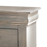 Benzara 2 Drawer Wooden Nightstand with Antique Metal Handles, Gray BM185426 Gray Solid Wood and Veneer BM185426