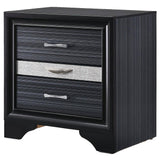 2 Drawer Wooden Nightstand with Felt Lined Jewelry Tray, Black