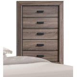 Benzara Five Drawer Chest With Scalloped Feet In Weathered Gray Grain Finish BM185444 Gray Wood, Veneer BM185444