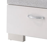 Benzara Nightstand With Three Center Metal Glide Drawers In White Gloss Finish BM185468 White Wood BM185468