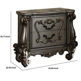 Benzara Two Drawer Nightstand With Oversized Scrolled Legs In Antique Platinum Finish BM185471 Gray Wood, Poly Resin BM185471