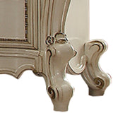 Benzara Two Drawer Nightstand With Carved Details And Cabriole Legs, Antique Pearl BM185474 White Wood, Poly Resin BM185474