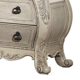 Benzara Three Drawer Wooden Nightstand With Scrolled Feet, Antique White BM185484 White Solid Wood and Veneer BM185484