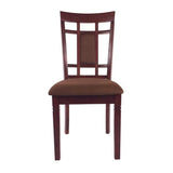 Benzara Transitional Style Wooden Dining Set with Grid Back Chairs, Pack of Five, Brown BM185669 Brown Wood and Microfiber BM185669