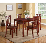 Benzara Transitional Style Wooden Dining Set with Grid Back Chairs, Pack of Five, Brown BM185669 Brown Wood and Microfiber BM185669