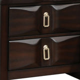 Benzara Transitional Style Wood Nightstand with 2 Drawers, Espresso Brown BM185690 Brown Wood and Metal BM185690