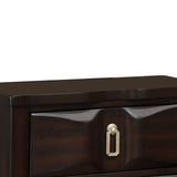 Benzara Transitional Style Wood Nightstand with 2 Drawers, Espresso Brown BM185690 Brown Wood and Metal BM185690