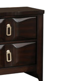 Benzara Transitional Style Wood Nightstand with 2 Drawers, Espresso Brown BM185690 Brown Wood and Metal BM185690