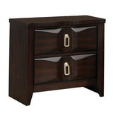 Benzara Transitional Style Wood Nightstand with 2 Drawers, Espresso Brown BM185690 Brown Wood and Metal BM185690