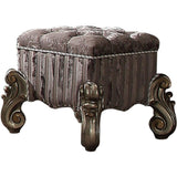 Benzara Traditional Style Wood and Poly Resin Vanity Stool, Gray BM185696 Gray Wood Fabric and Poly Resin BM185696