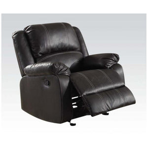 Benzara Metal and Leatherette Rocker Recliner with Cushioned Armrests, Black BM185728 Black Polyurethane and Metal BM185728