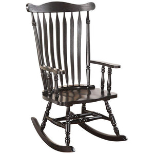 Benzara Traditional Style Wooden Rocking Chair with Contoured Seat, Black BM185745 Black Wood BM185745