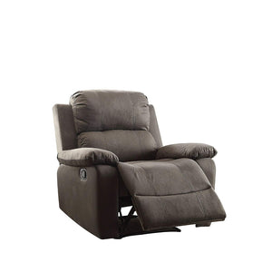 Benzara Contemporary Style Upholstered Recliner with Cushioned Armrests, Charcoal Gray BM185749 Gray Microfiber and Metal BM185749