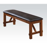 Benzara Leatherette Rectangular Shaped Bench with Block Legs, Black and Brown BM185755 Black, Brown Solid wood, Leatherette BM185755