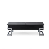 Benzara Wooden Coffee Table With Lift Top Storage Space, Black BM185789 Black Wood Stainless Steel BM185789