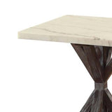 Benzara Marble Top End Table With Wooden Tri-Pod Base, White And Espresso Brown BM185823 White, Brown Marble Wood BM185823