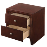 Benzara Wooden Nightstand with Two Storage Drawers, Cherry Brown BM185856 Brown Wood And Metal BM185856