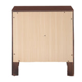 Benzara Wooden Nightstand with Two Storage Drawers, Cherry Brown BM185856 Brown Wood And Metal BM185856