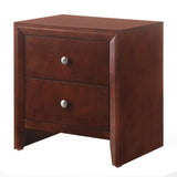 Benzara Wooden Nightstand with Two Storage Drawers, Cherry Brown BM185856 Brown Wood And Metal BM185856