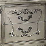 Benzara Two Drawers Wooden Nightstand with Carved Details, Bone White BM185874 White Wood And Metal BM185874