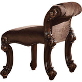 Rolled Back Fabric Vanity Stool with Scroll Legs, Brown