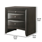 Benzara 2 Drawer Wooden Nightstand with 1 Pull Out Tray, Gray BM185892 Gray Solid wood BM185892