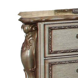 Benzara Wooden Nightstand with Two Drawers, Gold & Bone White BM185906 Gold & White Wood And Metal BM185906