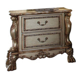 Benzara Wooden Nightstand with Two Drawers, Gold & Bone White BM185906 Gold & White Wood And Metal BM185906