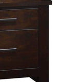 Benzara Wooden Nightstand with Two Drawers, Mahogany Brown BM185909 Brown Wood And Metal BM185909
