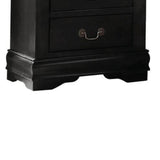 Benzara Wooden Nightstand with Two Drawers, Black BM185915 Black Wood And Metal BM185915