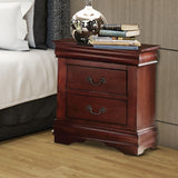 Benzara Wooden Nightstand with Two Drawers, Cherry Brown BM185918 Brown Wood And Metal BM185918