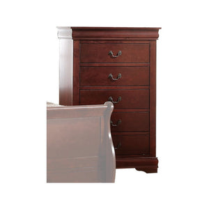 Benzara Traditional Style Wooden Chest with Five Drawers, Cherry Brown BM185920 Brown Wood And Metal BM185920