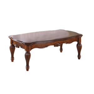 Benzara Wooden Coffee Table with Reeded Turned Legs, Cherry Brown BM186034 Brown Solid wood BM186034