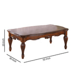 Benzara Wooden Coffee Table with Reeded Turned Legs, Cherry Brown BM186034 Brown Solid wood BM186034