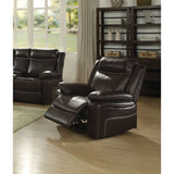 Benzara Contemporary Style Metal and Leatherette Recliner, Espresso Brown BM186084 Brown Metal and Polyurethane BM186084