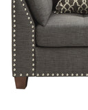 Benzara Transitional Style Wood and Linen Chair with 3 Pillows, Gray BM186100 Gray Linen and Wood BM186100