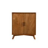 Benzara Wooden Small Bar Cabinet with Two Doors and Splayed Legs, Brown BM186137 Brown Mahogany Solids & Okoume Veneer BM186137