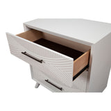 Benzara Three Drawers Mahogany Wood Small Chest with Splayed Legs, White BM186169 White Mahogany Wood Veneer and metal BM186169